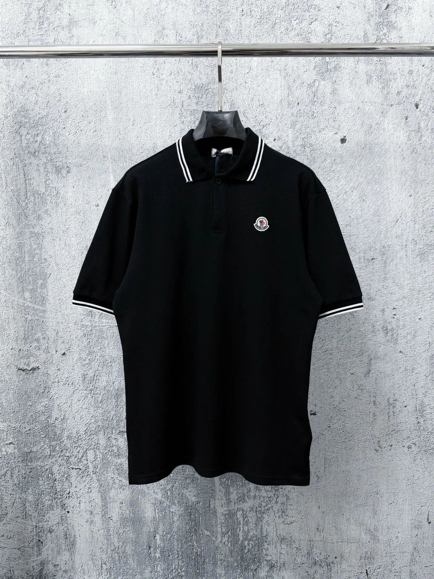 【MONER 】 POLO Classic Logo ， Retro Same Style Versatile : Black White Size：S M L XL